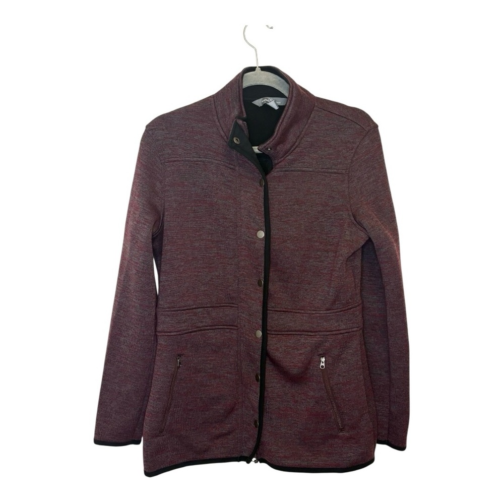 Market & Spruce Burgundy Red Marled Knit Zip Jacket Soft Travel Casual Small